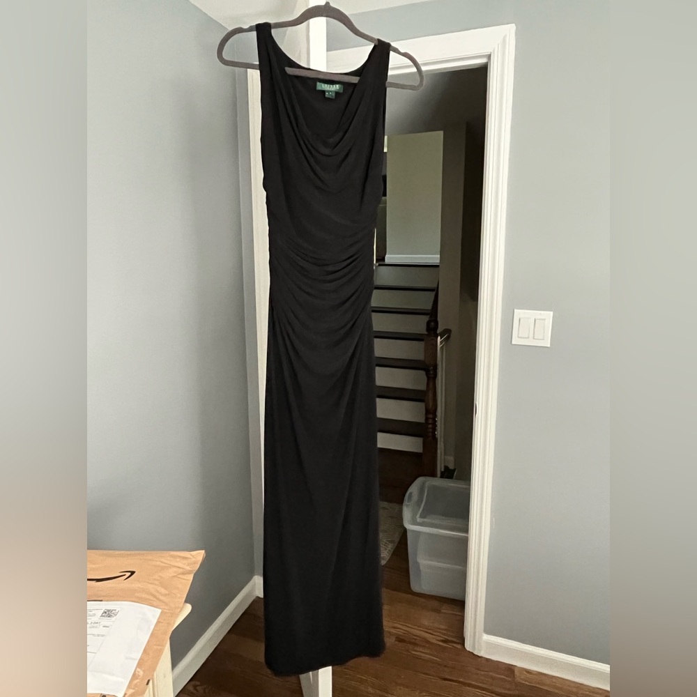 Lauren Ralph Lauren Evening long black cowl neck dress - elegant timeless piece